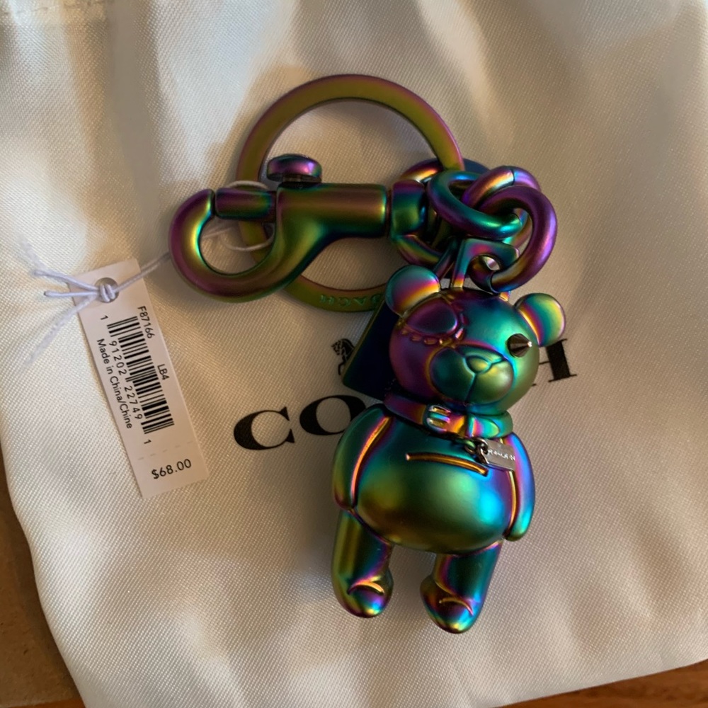NEW RARE Coach Hologram Bear Purse Charm Key Fob